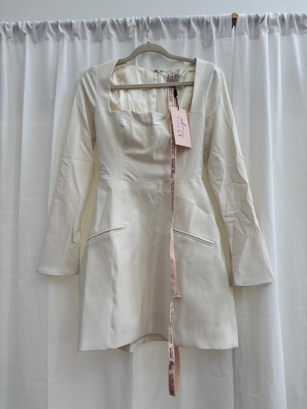Oh Polly Cream Ribbon Detail Mini Dress